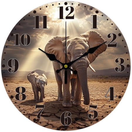 Elephant Wall Clock 12 Inch Battery Operated Clocks Wild Elephant Non Ticking Silent Wall Clock Decorative Elephant Wall Clock 12 Inch Battery Operated Clocks Wild Elephant Non Ticking Silent Wall Clock
