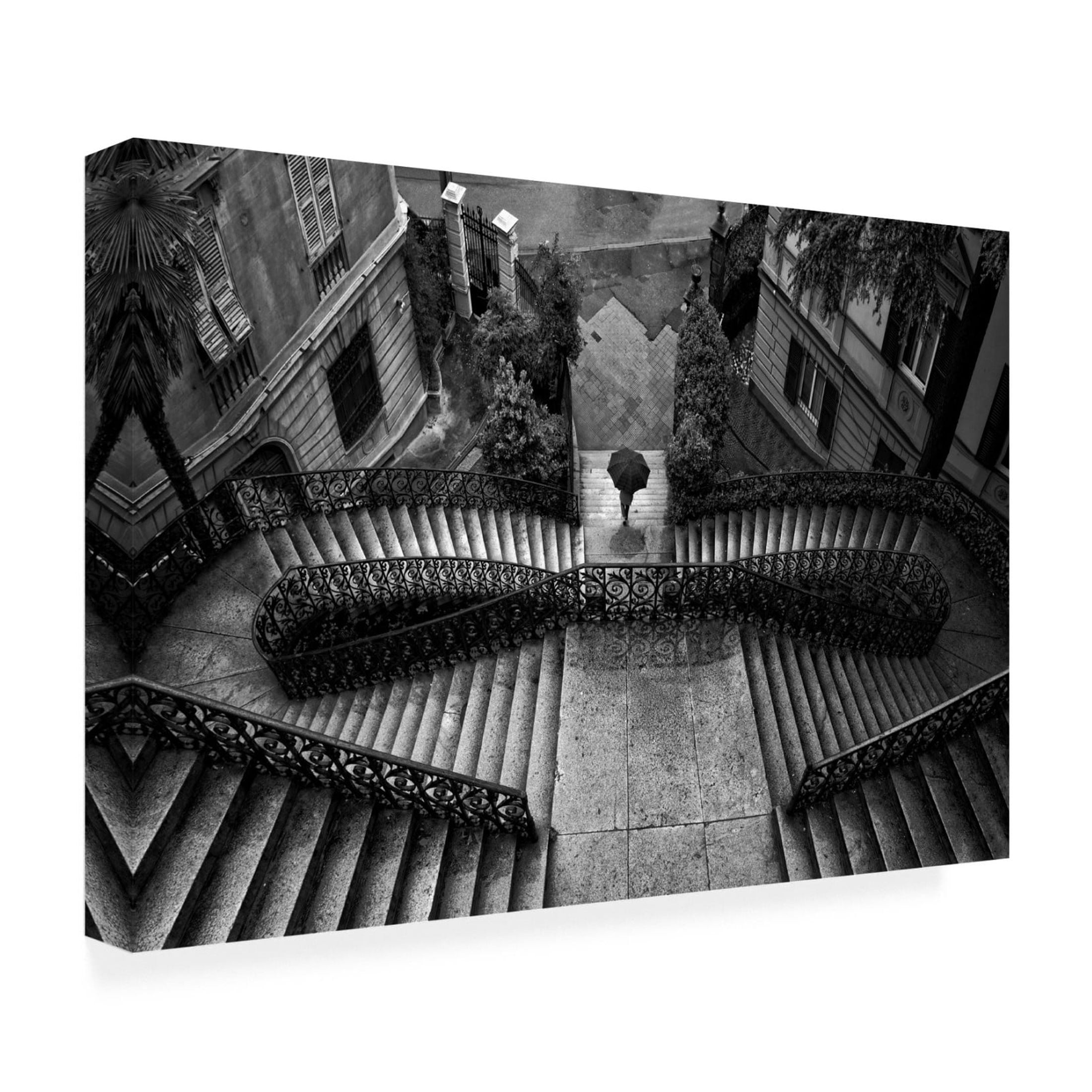 Canvas Wall Art - Domenico Montemagno 'Scalinata Poli' Wall Art for Living Room, Bedroom, or Office Décor by Trademark Fine Art - 47 x 30 Inches