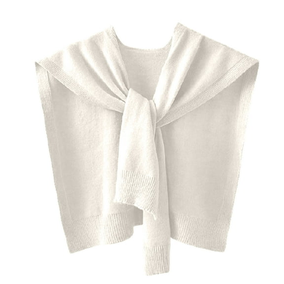 Women's Lightweight Knit Shawl Wrap Solid Color Air Conditioning Shawl Daily Outfits White One Size