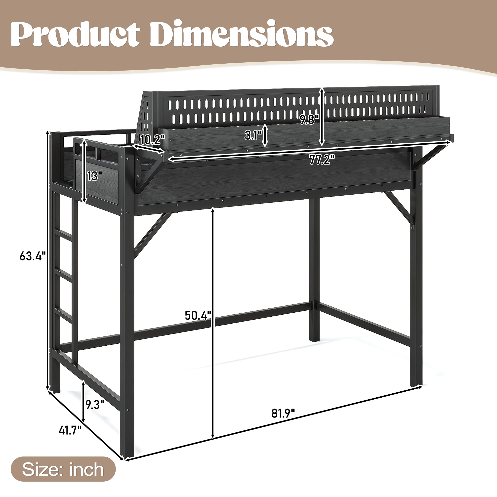 Leumius Twin XL Size Loft Bed with Storage Shelves and Pegboard,Metal Loft Bed Frame with USB Ports and LED Lights,Black