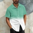 thumbnail image 2 of ZCFZJW Mens Fashion Ombre T-Shirts Casual Button Down Beach Hawaiian Shirts Tie Dye Gradient Print Summer Vacation Tees Shirt Tops with Pockets Mint Green XXXL, 2 of 6