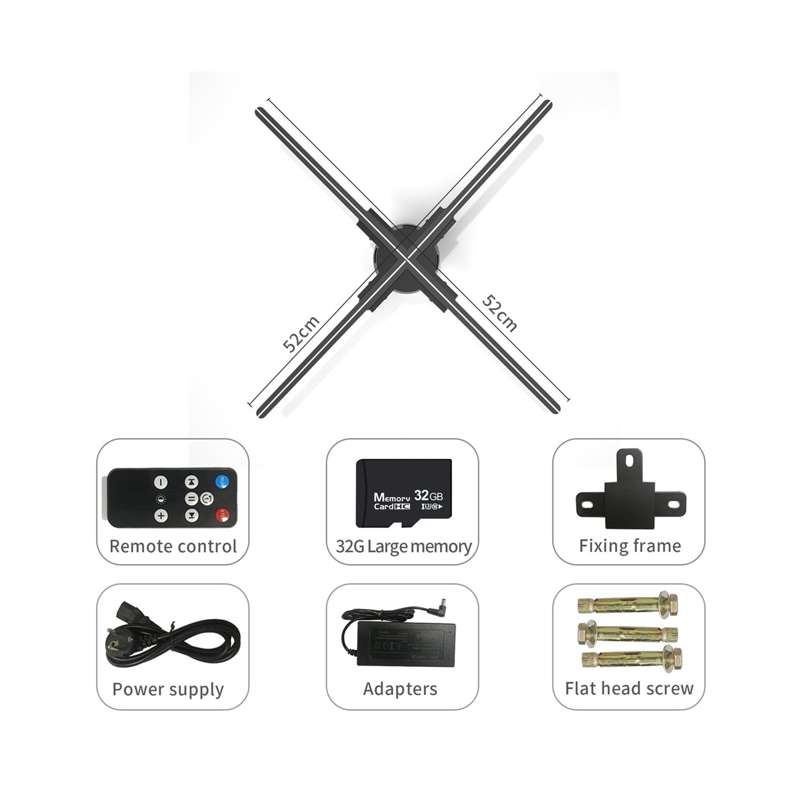 20.5 Inches 624 LED Lamp Beads 3D Hologram Projector Advertising Display Wall-mounted Advertising Machine Wifi Control With Audio ,Versatile And Practical