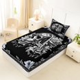 thumbnail image 4 of Homewish Skull Skeleton Letter A Twin Sheets,Halloween Gothic Floral Bedding,3 Pieces,1 Fitted Sheet and 1 Pillowcase, 4 of 6