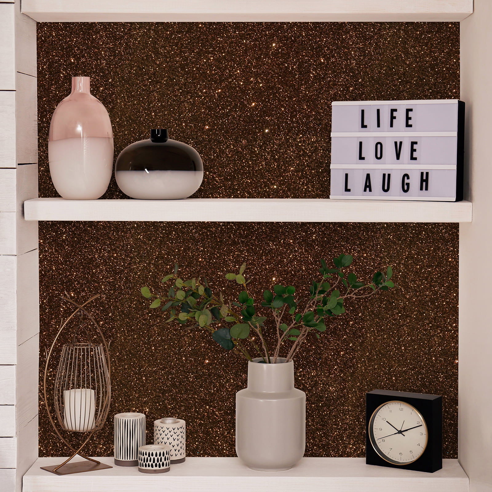CHIHUT Dark Brown Glitter Peel and Stick Wallpaper for Bedroom Brown Glitter Contact Paper for Countertops Waterproof Wall Paper Removable Self Adhesive Paper Vinyl Roll for Cabinets 15.7''x236''