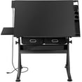 thumbnail image 2 of RTYJGD Retro-with Outlet Drafting Table, 24.5"D x 55"W x 35.8"H, Height & Angle Adjustable, Modern Computer Desk with Storage​,Black-with Outlet, 2 of 9
