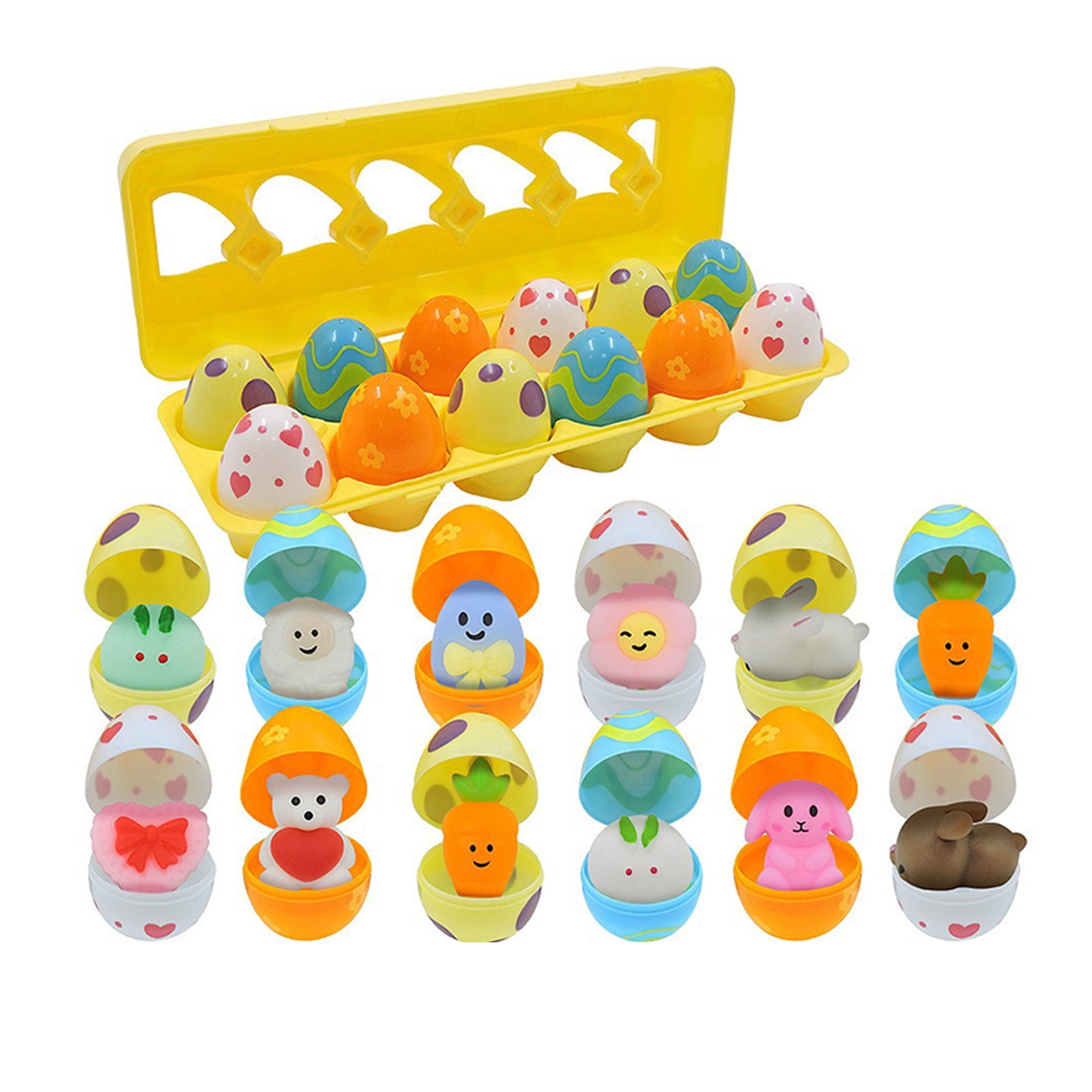 LAMDAWE 12Pack Prefilled Easter Eggs with Toys Funny Colorful Bright Assorted Colors Prefilled Eggs Easter EggHunting ClassroomPrize Supplies BasketStuffers Easter PartyFavors
