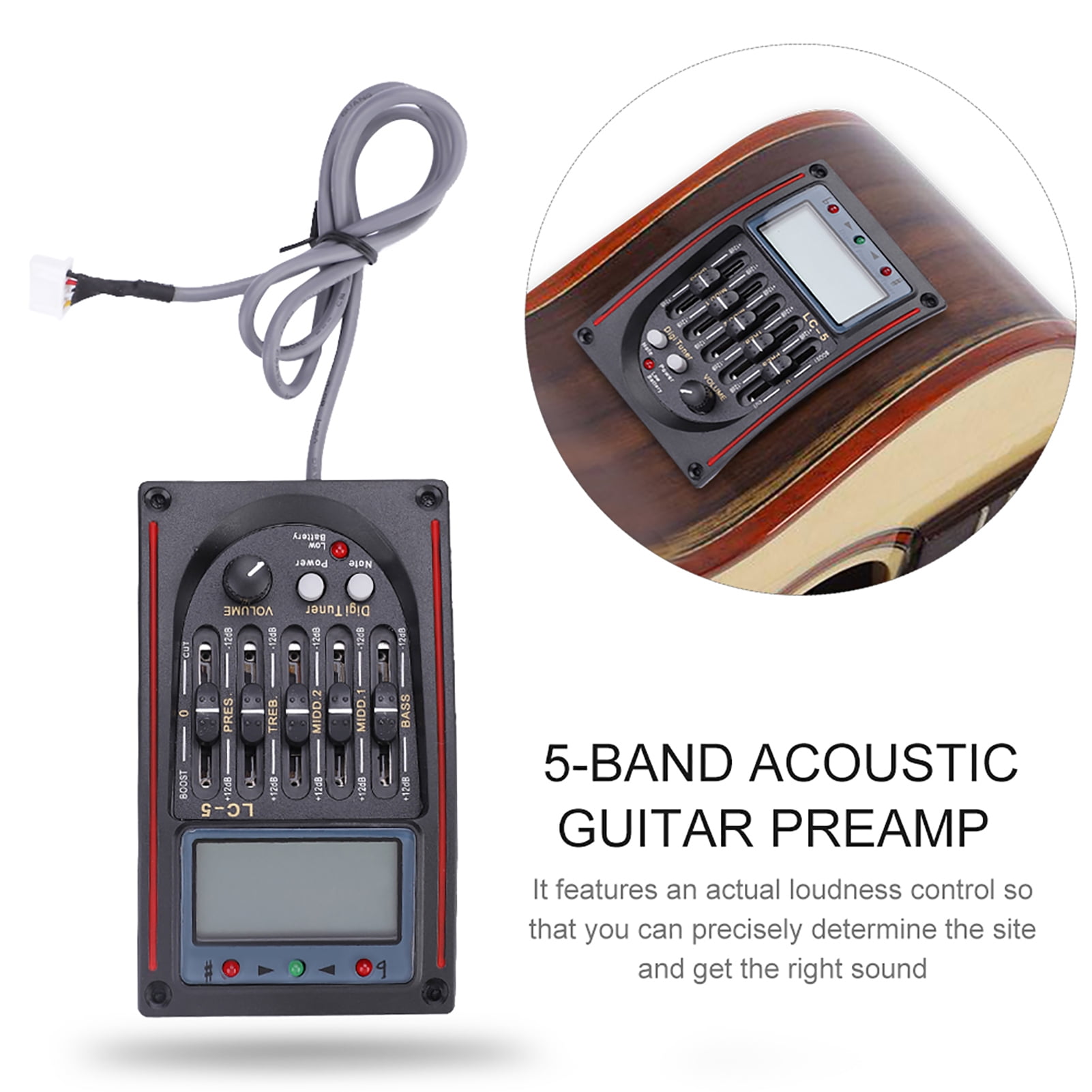 5,Band Guitar EQ System: Enhance Acoustic Sound with Precise Tone Control  Easy Installation