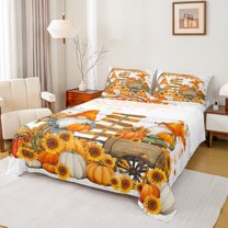Manfei Cartoon Gnome Queen Sheet Sets,Autumn Fall Pumpkin Flat Sheet,Rustic Farmhouse Sunflower Queen Fitted Sheet For Children,Breathable Home Decor,4pcs