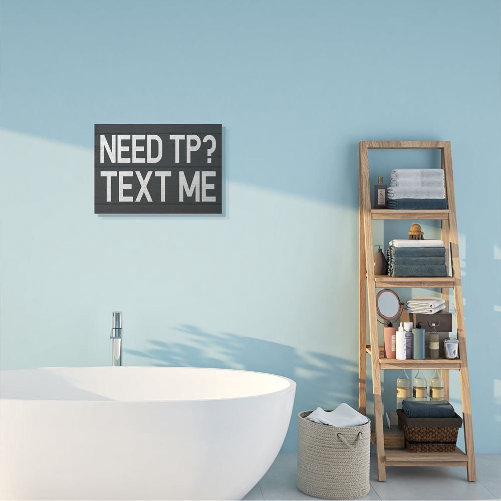 Stupell Industries Text Me for TP Rustic Inspired Bathroom Sign Designed by Daphne Polselli
