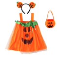 thumbnail image 1 of Disfraz de Halloween para niñas, conjunto de ropa, diadema, bolsa de calabaza, 2023, 1 of 4
