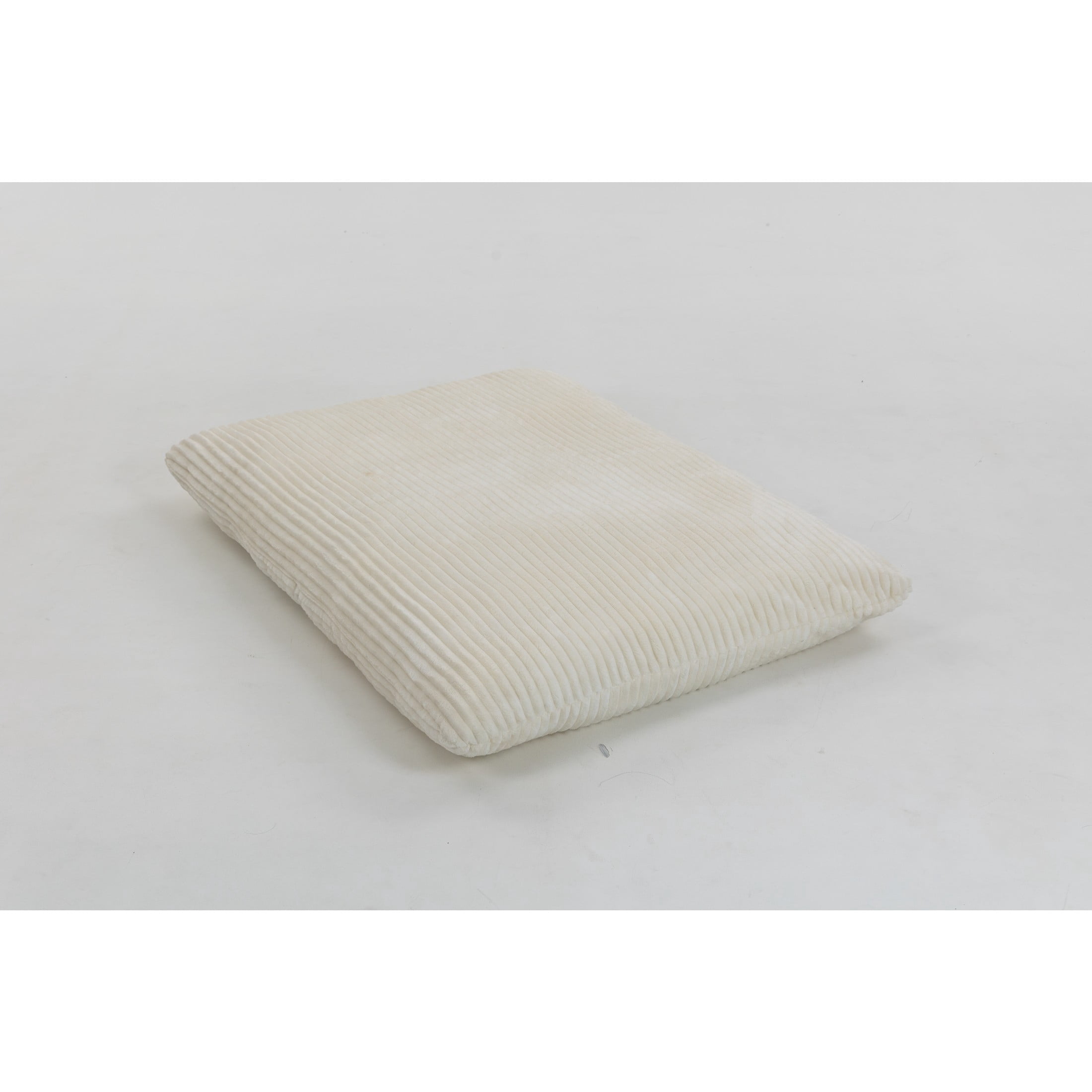 GDF Studio Floren Corduroy Bean Bag Accent Chair with Solid Wood Frame, Lazy Sofa for Living Room, Antique White