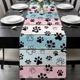 thumbnail image 2 of Dog Paw Cat Paw Table Runner 13x72 Inch Pink Blue Wood Grain Vintage Table Runner Non-Slip Dresser Scarves for Holiday Decorations, Party, Dinner and Gatherings, 1 Pack, 2 of 8