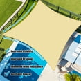 thumbnail image 3 of Jane Stone 10'X13' Rectangular 185 GSM HDPE Curved Edge Sun Sail,95% UV Block Breathable Canopy for Patio Garden Backyard,Beige, 3 of 7