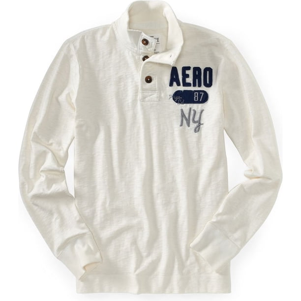 Camiseta Henley Aeropostale para Hombre Color Blanco Roto Grande