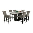 thumbnail image 2 of Dining Table w White Marble Top 6x Dining Chairs Nailhead Trim Gray 7pc Counter Height Dining Set, 2 of 10