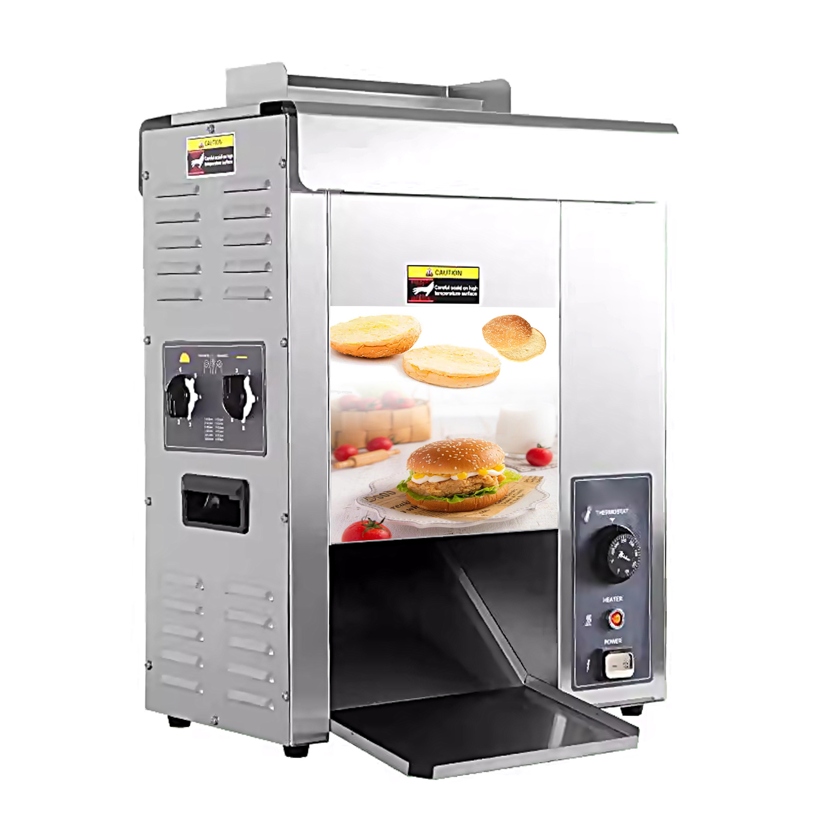 Kolice Commercial Automatic Chain Type Bun Toaster, Burger Machine, Toast/Bun/Bread Baking Heating Machine, Temperature Adjustable, Thickness Adjustable
