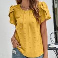 thumbnail image 2 of IROINNID Womens Fashion Short Sleeves Round Neck Solid Color Loose Tops Blouse Knitted Sweater Clearance, 2 of 8