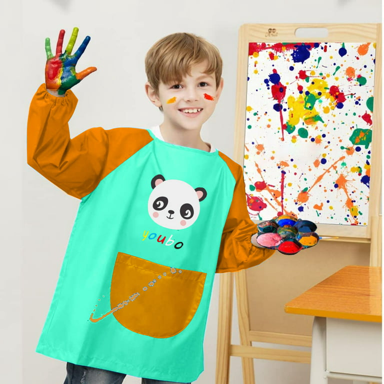 NANASO 4Pack Smock for Kids,Children Waterproof Art Smock Painting Feeding,  Kids Painting Apron Handwork, Cooking, Toddler Paint Smock for Age 2-6