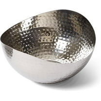 Large Decorative Bowl, Stainless Steel Salad Serving Fruit Bowl, Hammered Centerpiece Bowl (10” Round)