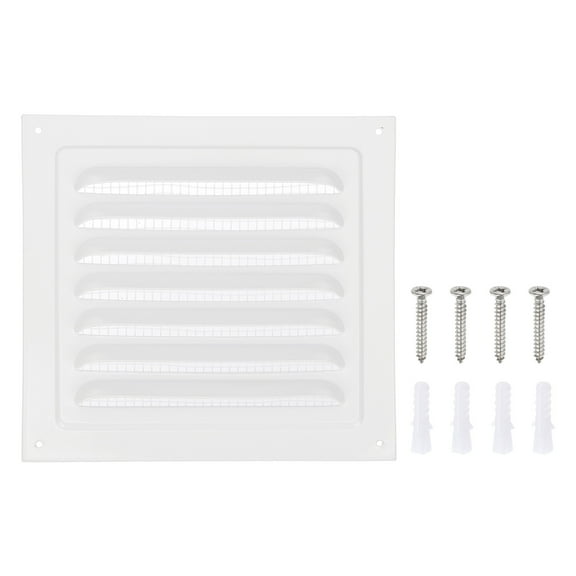 Uxcell 7x7" Gable Vent Cover, Aluminum Alloy Rectangular Floor Air Vent Covers Metal Soffit Return Grille with Screen Mesh and Screw