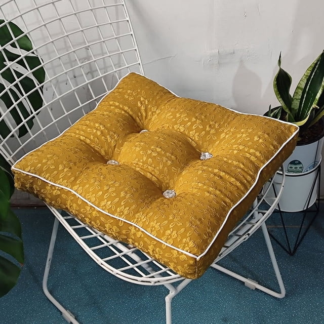 Nvzi Cojín grueso y cómodo para jardín, terraza, hogar, cocina, oficina, 15,74 x 15,74 x 3,54 pulgadas (amarillo)