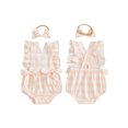 thumbnail image 2 of BemeyourBBs Newborn Baby Girl Summer Clothes Plaid Bubble Romper Cute Infant Girl Sleeveless Ruffle Jumpsuit Bodysuit Playsuit with Headband, 2 of 9