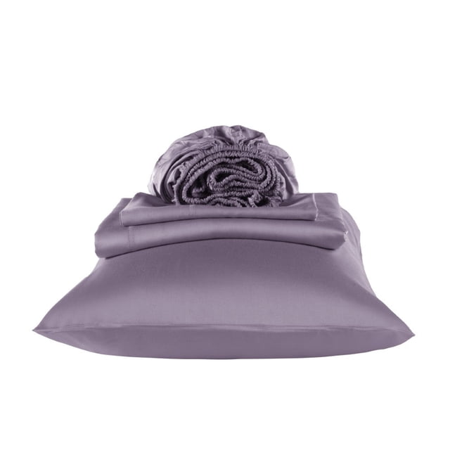 Opulent Ensemble de Draps en Rayonne de Bambou - Lit Simple - Cendre Pourpre