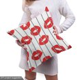 thumbnail image 4 of Ambesonne Glamour Fabric by the Yard Upholstery, Woman Lips Love Behind Bars, 1 Yard, Scarlet White and Grey, 4 of 4