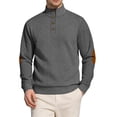 thumbnail image 2 of IAJDKMEK Men's Stand Collar Button Sweater - Jacquard Knit Long Sleeve Casual Outdoor Pullover, Sweaters for Men Hiking Travel Daily Wear,Dark Gray XL, 2 of 7