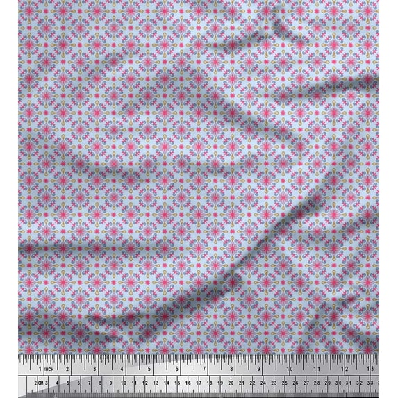 Soimoi Polyester Crepe Fabric Floral Small Print Fabric by The Yard 42 Inch Wide