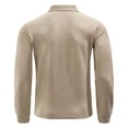 thumbnail image 5 of ZVAVZ Textured Polos Shirts for Men Regular Fit Long Sleeve Collared Tops Jacquard Fashion Casual Beach Vacation T-Shirt Khaki S, 5 of 7