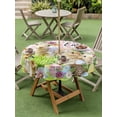 thumbnail image 3 of Easter Outdoor Tablecloth - 54 Inch Round Dining Table Cover, Rabbit Sheep Eggs Butterfly Flowers Pink Grid Waterproof Outdoor Table Cloth with Umbrella Hole & Zipper for Picnic/Patio/Party, 3 of 7