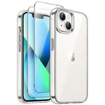 JETech 3 in 1 Case for iPhone 13 Mini 5.4-Inch with 2 Pack Tempered Glass Screen Protectors, Non-Yellowing Shockproof Bumper Phone Cover (Clear)