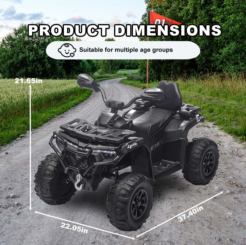 24V Kids Electric Car with Color LED Lights & Bluetooth | 2WD Off-Road ATV for Kids 3-8 | CPC & ASTM Certified All-Terrain Ride-On Toy