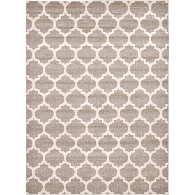 Unique Loom 3120471 Moroccan Lattice Area Rug, 8' x 11', Light Brown/Beige