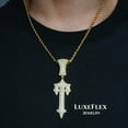 thumbnail image 6 of Tilga Hip Hop Cross Sword Necklaces with 12MM 20" Miami Cuban Link Chain, Iced Out Diamond Initial T Pendant Necklace, Alphabet Letter Pendant Choker, Trendy Rapper Jewelry for Men Women, 6 of 6
