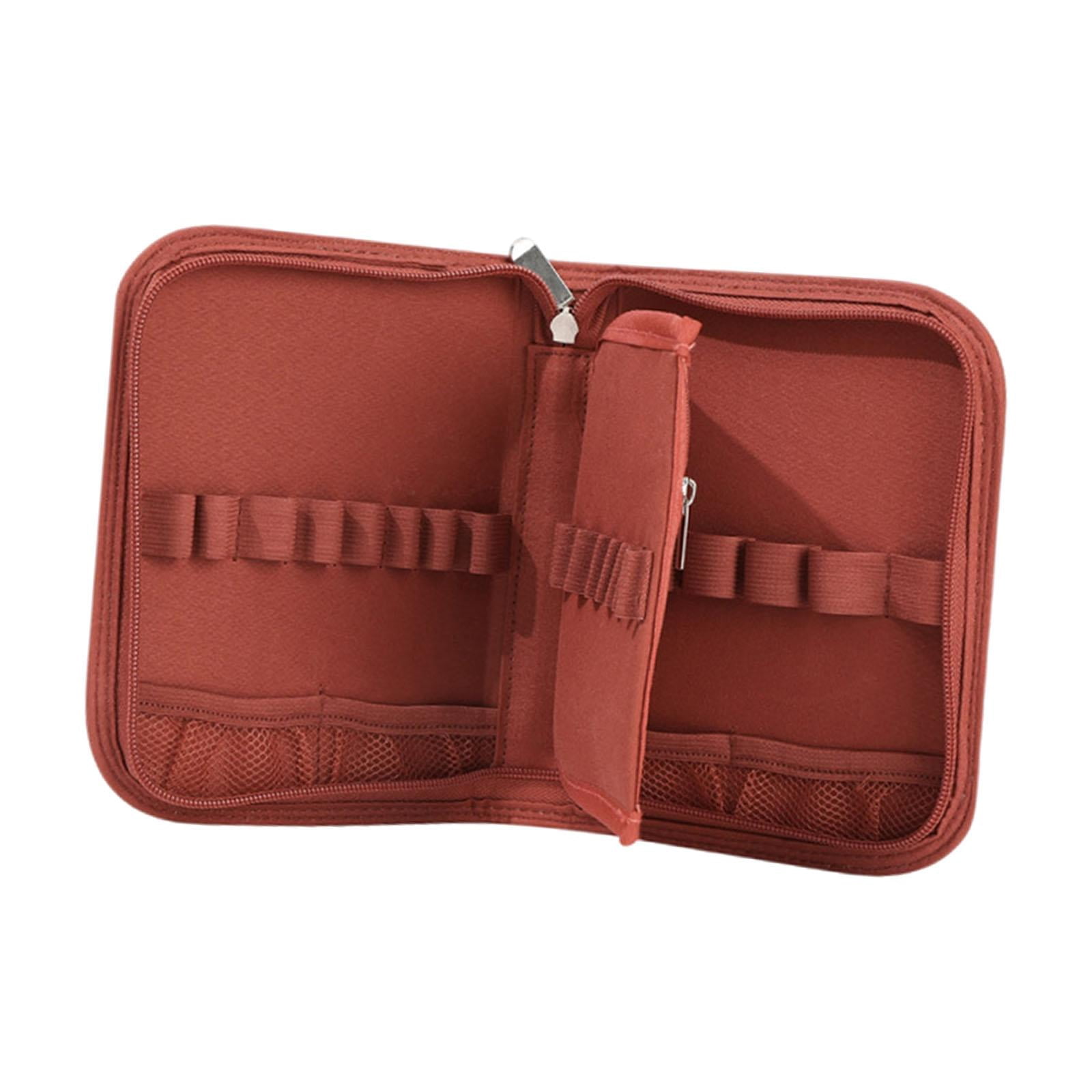 GUOOL Crochet Hook Case Organizer Case for Knitting Crochet Hooks Crochet Accessories Storage Case with Web Pockets Portable Lightweight Knitting Tool Pouch Polyester Material Suitable for Red