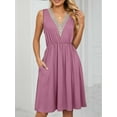 thumbnail image 3 of LAVA Women's V-Neck Midi Summer Dresses Bohemian Sleeveless Lace Stitch Dress (Purple, XL), 3 of 9