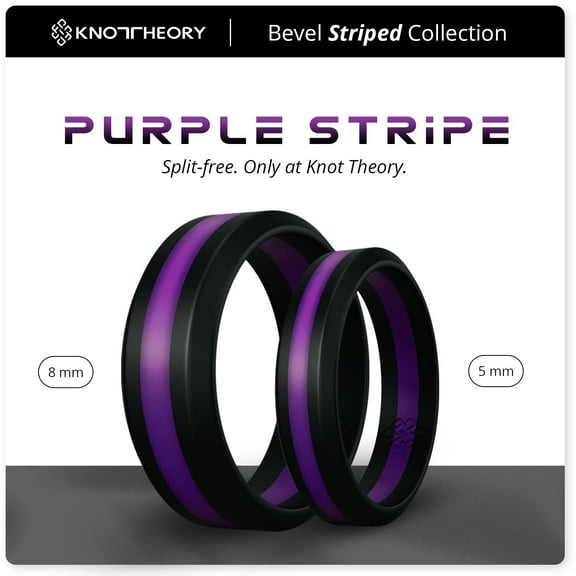 Purple Stripe Silicone Ring for Men and Women 8mm Bandwidth