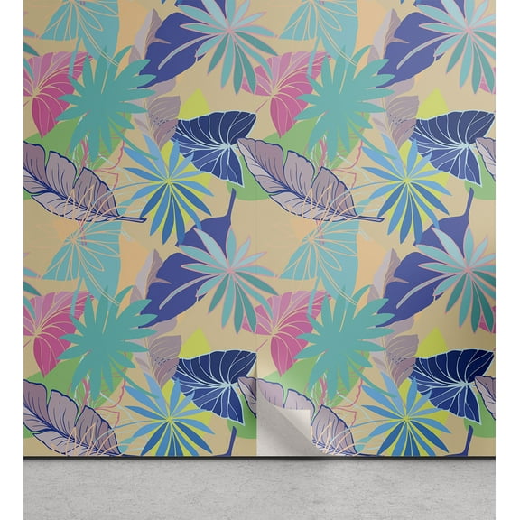 Ambesonne Tropical Peel & Stick Wallpaper for Home, Exotic Hawaii Summer Flora, 13"x100", Multicolor