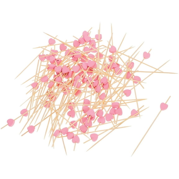 WASHWEPE 100Pcs Pink Bamboo Cocktail Sticks for Appetizers and Desserts