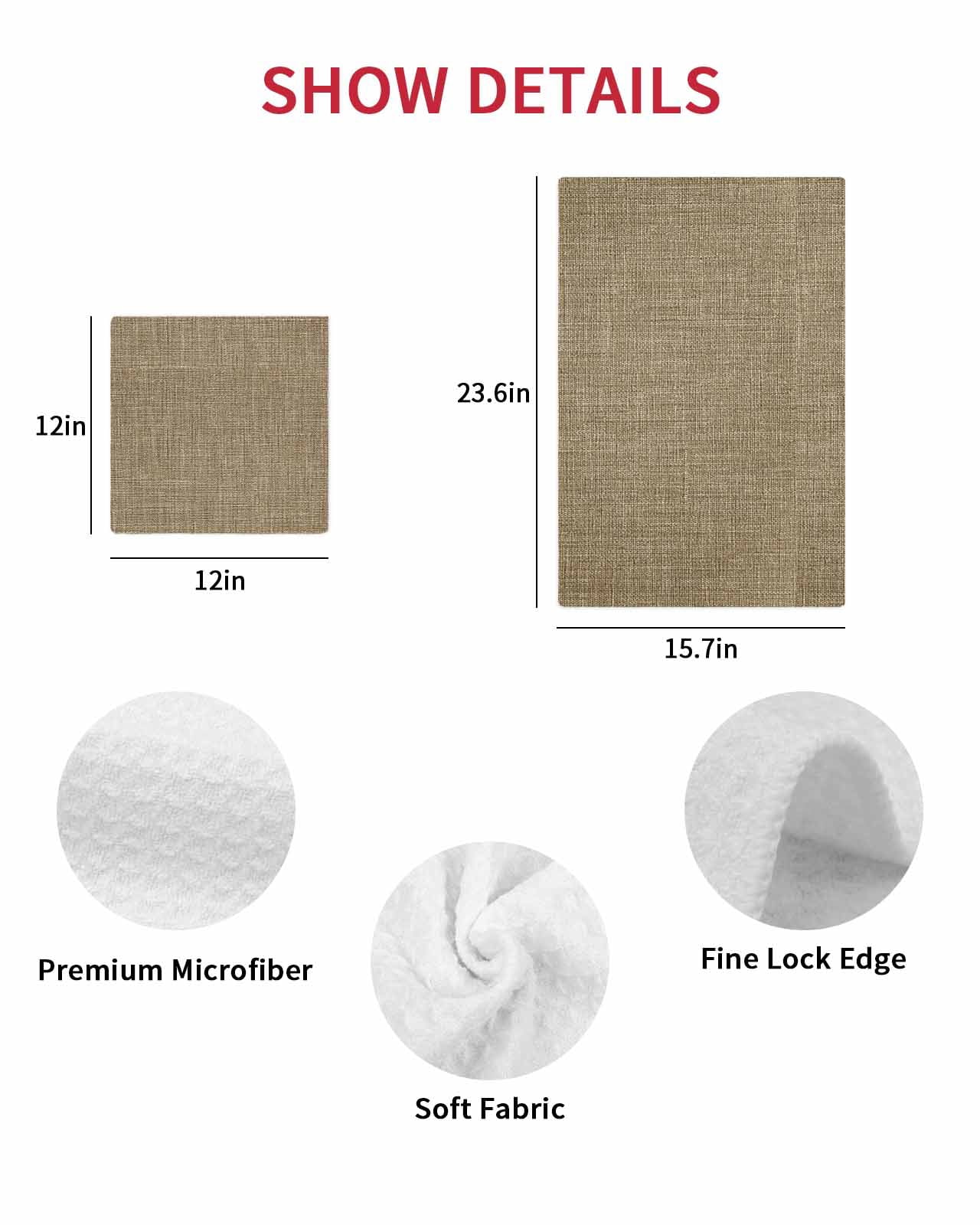 Vintage Brown Kitchen Dish Towels for Drying Dishes Set of 3, Farmhouse Retro Dark Solid Color Linen Texture Waffle Weave Microfiber Hand Tea Bathroom Towels Quick Dry & Absorbent Towel 15.7x23.6