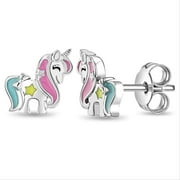 THE JEWELRY HUT Adorn Your Little Girl with TheJewelryHut Designer Unicorn Children Enamel Silver Stud Earrings