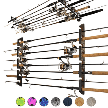 Rush Creek Creations 8 Rod Wall/Ceiling Fishing Rod Rack – Gray Finish