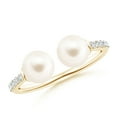 thumbnail image 1 of Angara Two Stone Freshwater Cultured Pearl Open Stackable Ring in 14K Yellow Gold for Women (Ring Size = 4.5), 1 of 9