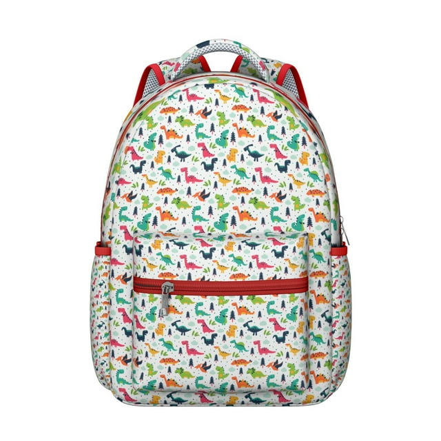 Dino Skeleton Student Backpack for School Student Cool Retro Dinosaur Pattern Minimalist Aesthetic Print Watercolor Design