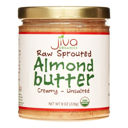Jiva Organics Organic Raw Sprouted Almond Butter, Creamy, Unsalted, 8 (Best Way To Soften Butter Fast)