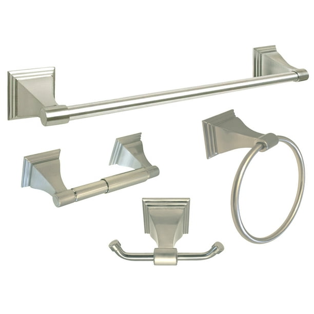 Sat in Nickel 4 Piece Bathroom Accessory Kit