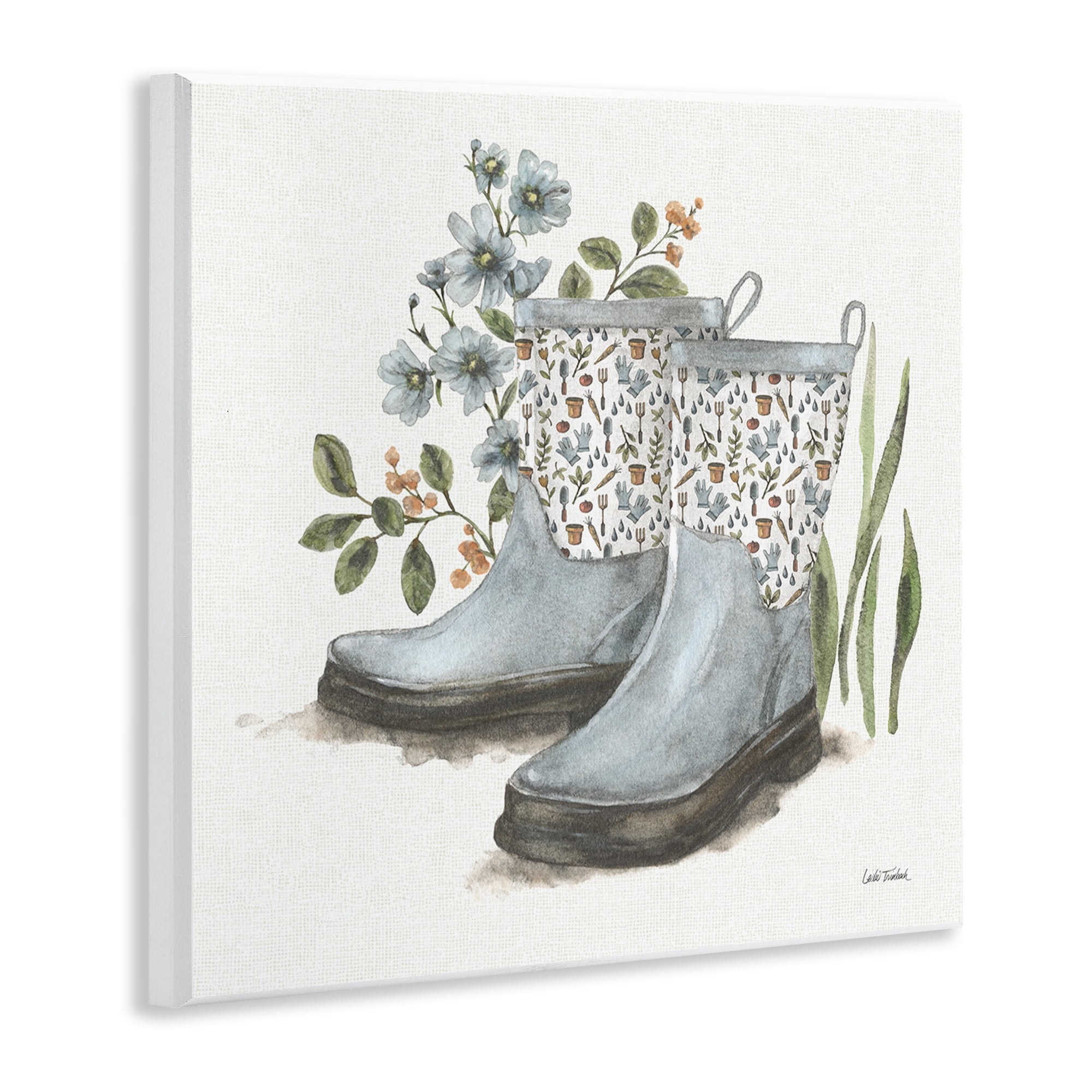 Stupell Industries Floral Gardening Boots Botanical & Floral Painting Unframed Art Print Wall Art, 12 x 12
