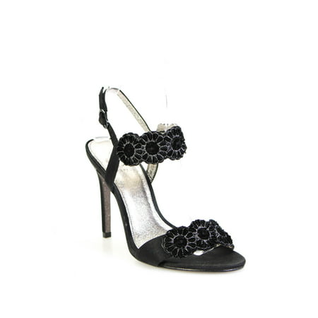 

Adrianna Papell Womens Satin Floral Ankle Strap Gabriella Heels Black Size 6